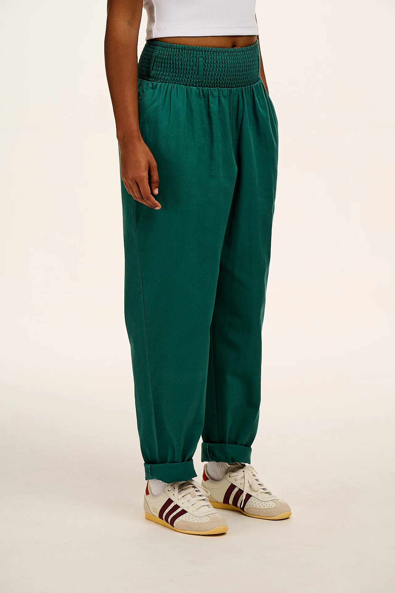 Alexa - Cotton Trousers in Teal - Image 4