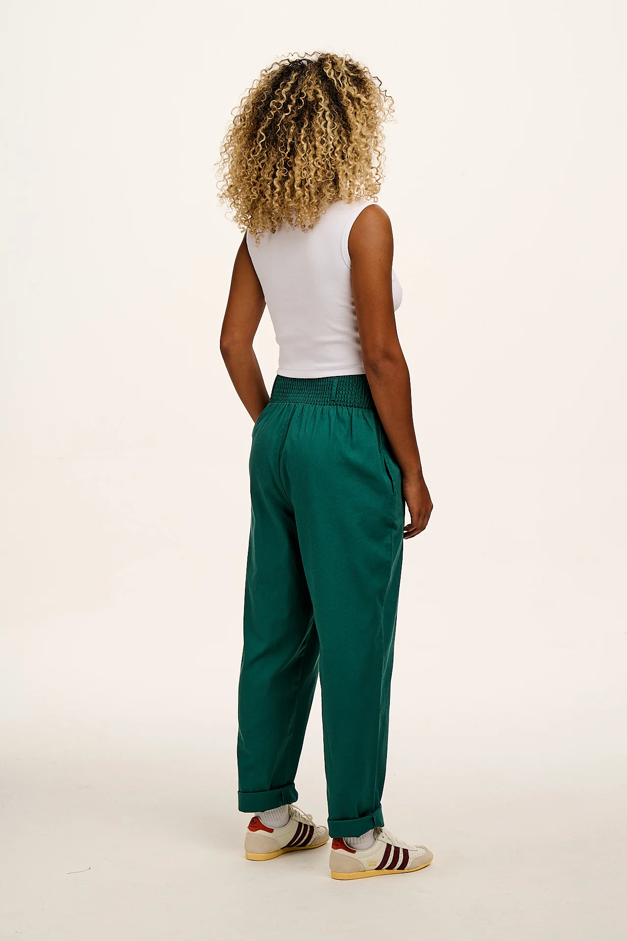 Alexa - Cotton Trousers in Teal - Image 6