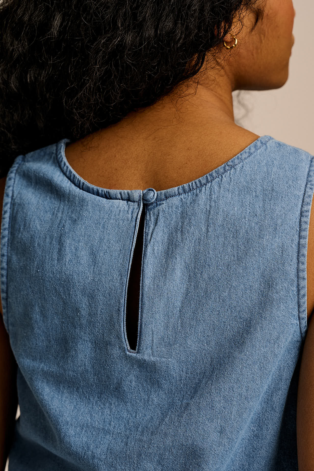 Arden -  Light Weight Denim Shell Top in Light Wash Blue - Image 8