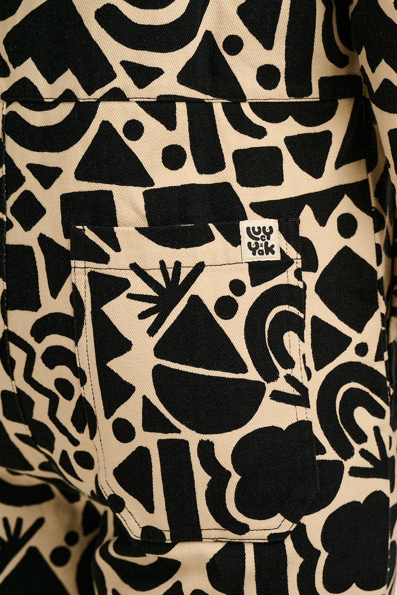Arendal - Cotton Long Sleeve Jumpsuit in Mono Geo - Image 5