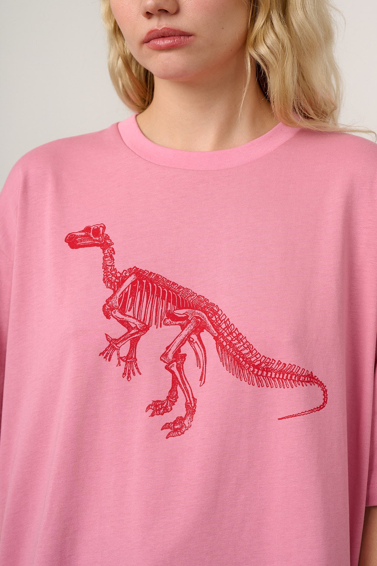 L.E. Benny - Oversized Cotton T-Shirt in Dinosaur Natural History Museum & Yak - Image 3
