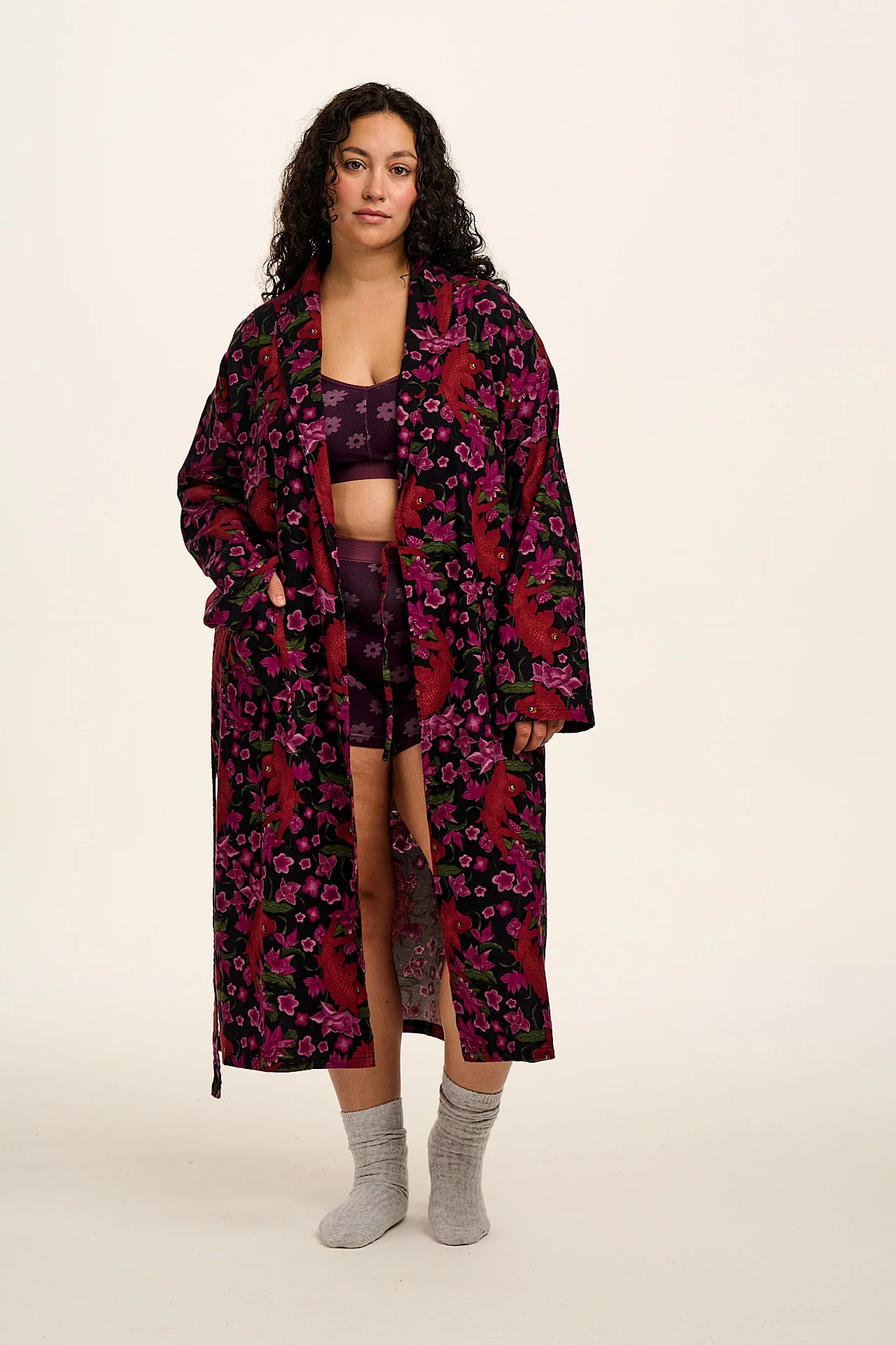 Braydon - Brushed Cotton Robe in Pink Koi - Image 5