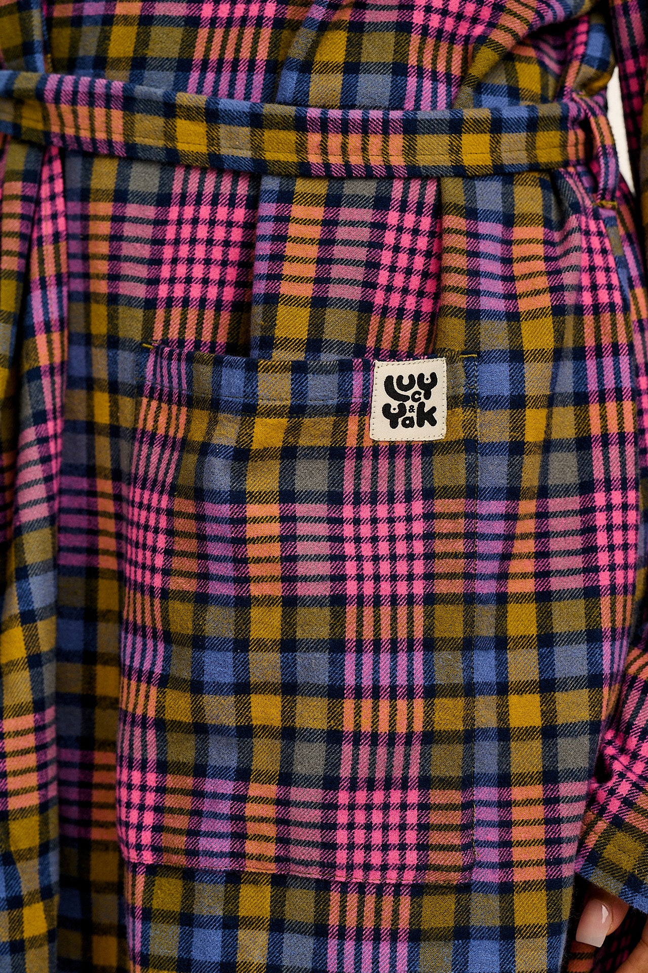 Braydon - Brushed Cotton Robe in Purple Grunge Check - Image 3