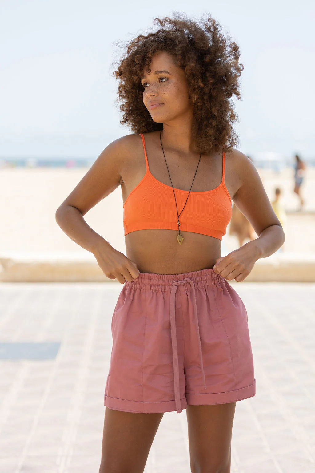 Charlie - Cotton Shorts in Dusky Pink - Image 2