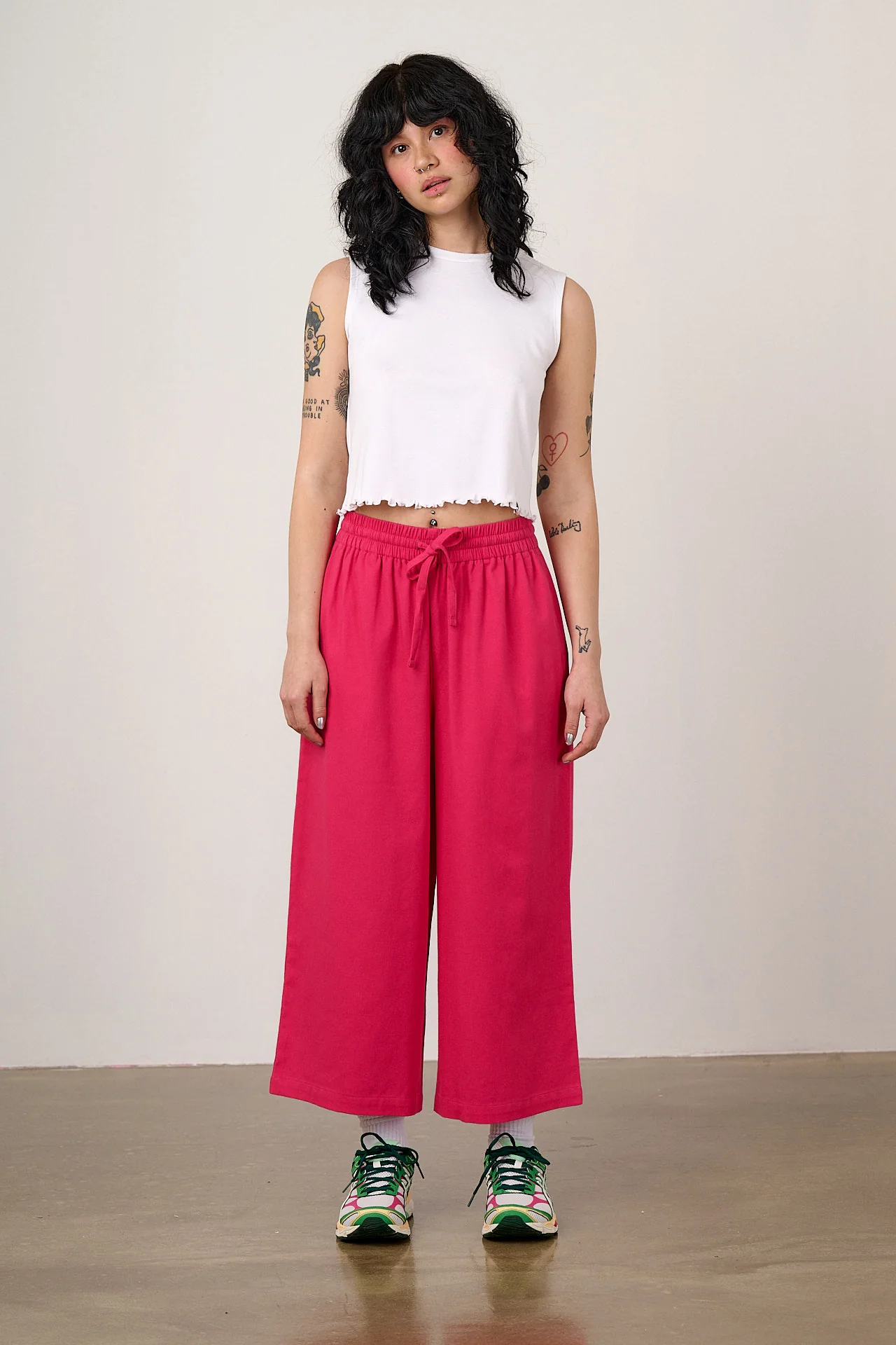 Chuck - Cotton Trousers in Fuchsia Rose - Image 3