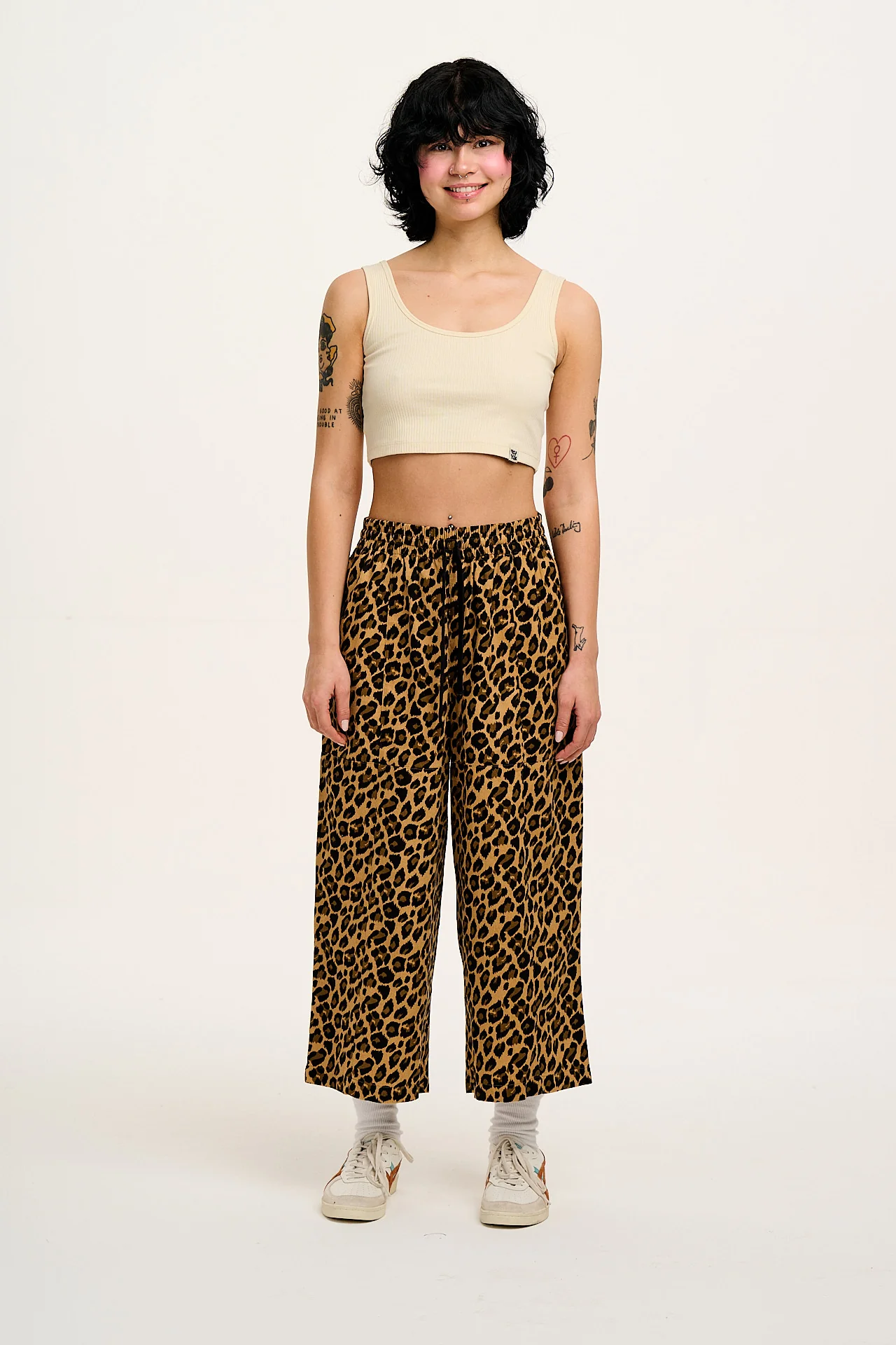 Chuck - Wide Leg Cotton Trousers in Leopard Print - Image 6