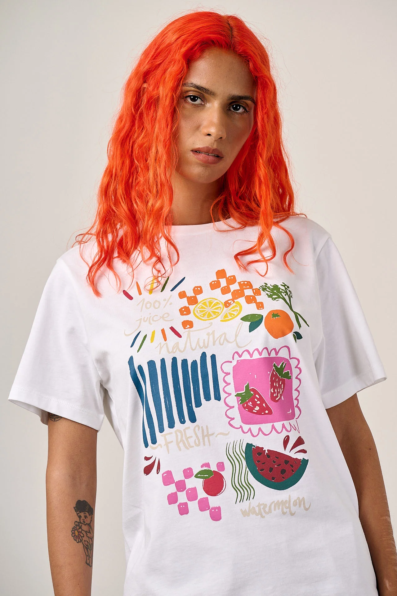 Denver - Cotton T-Shirt in White - Juice Print - Image 3