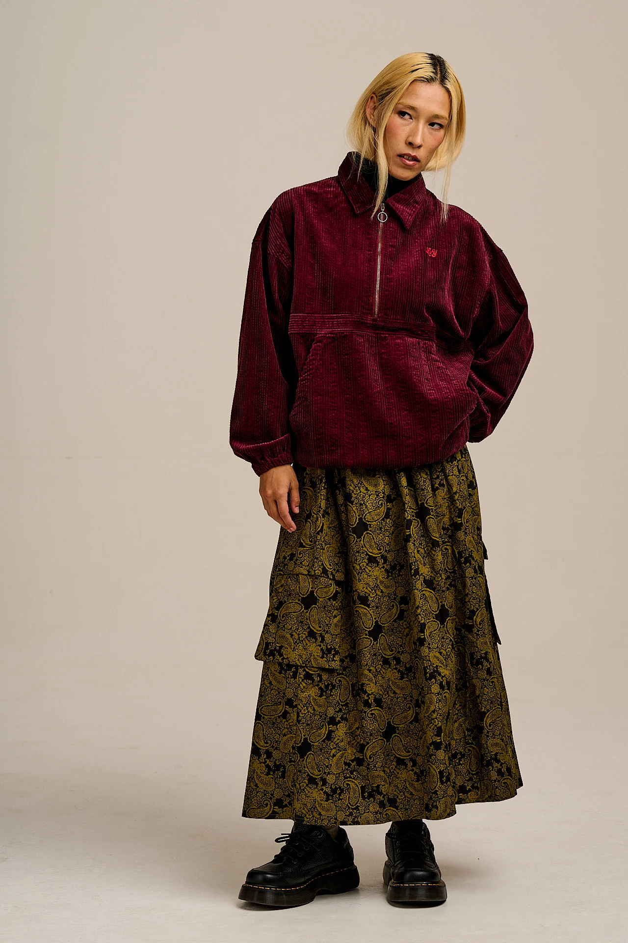 Hiezu - Corduroy Jacket in Burgundy - Image 6