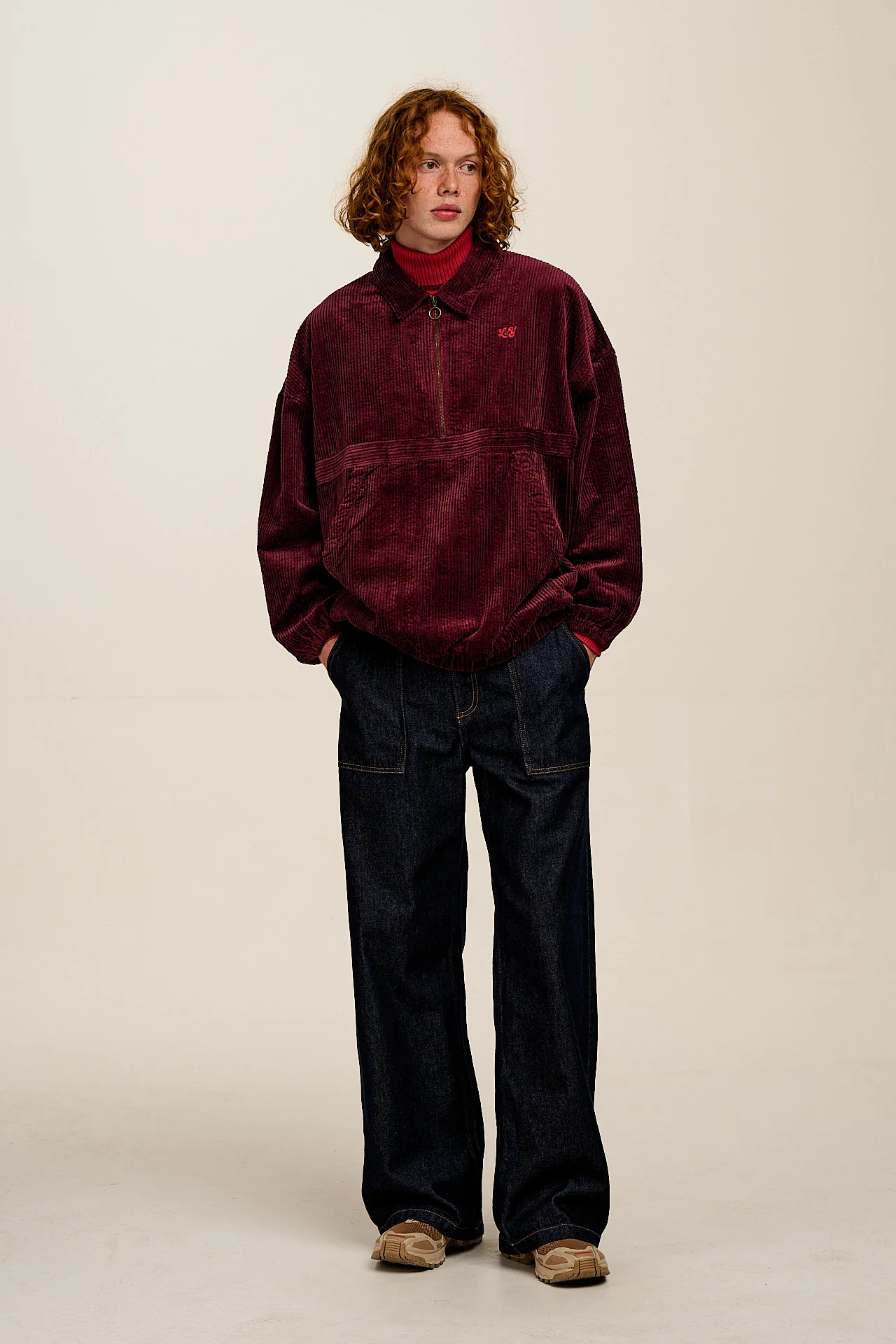 Hiezu - Corduroy Jacket in Burgundy - Image 8
