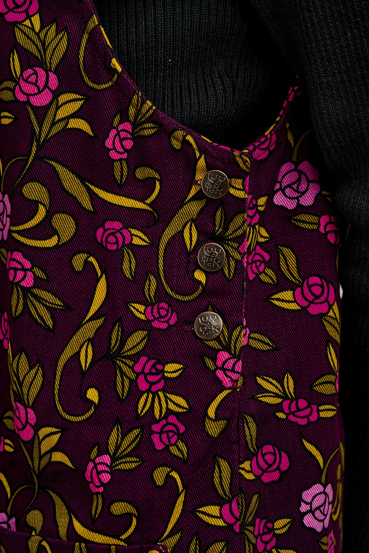 Layla - Mini Cotton Dress in Purple Grunge Floral Print - Image 6