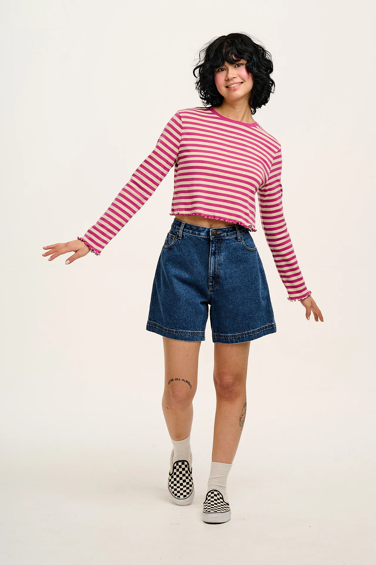Lexi - High Waist Denim Shorts in Mid Wash Blue - Image 8