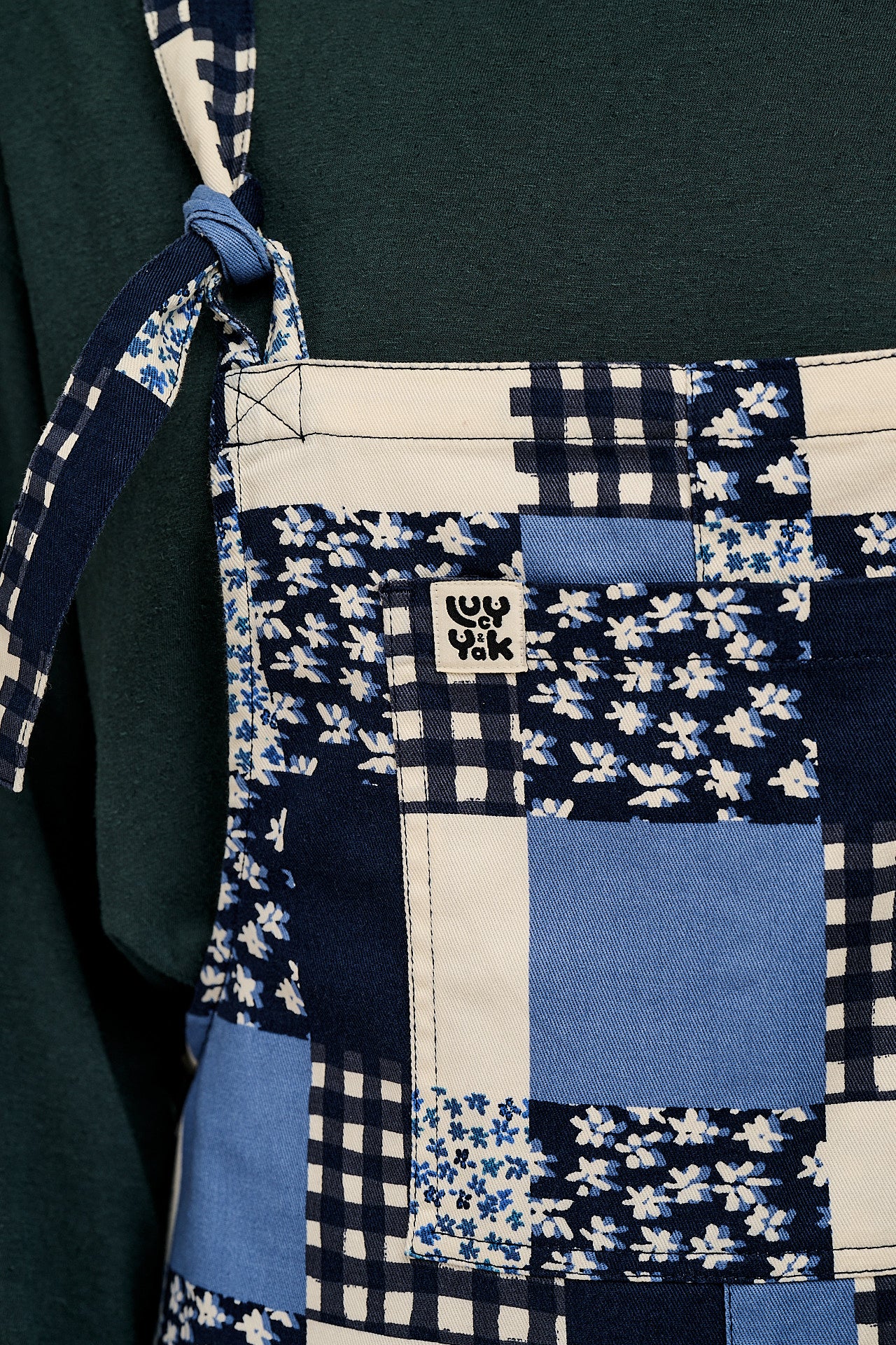 Original - Cotton Dungarees in Inked Blue Patchwork - Image 6