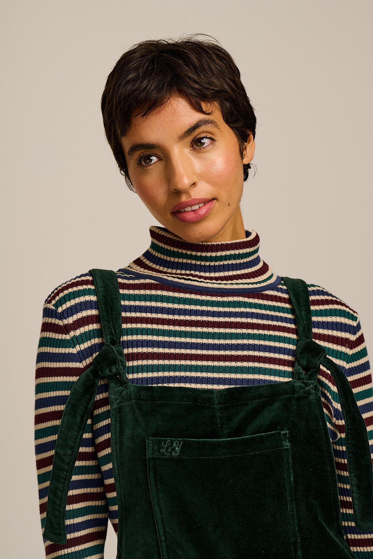 Original - Cotton Velvet Dungarees in Jade - Image 5