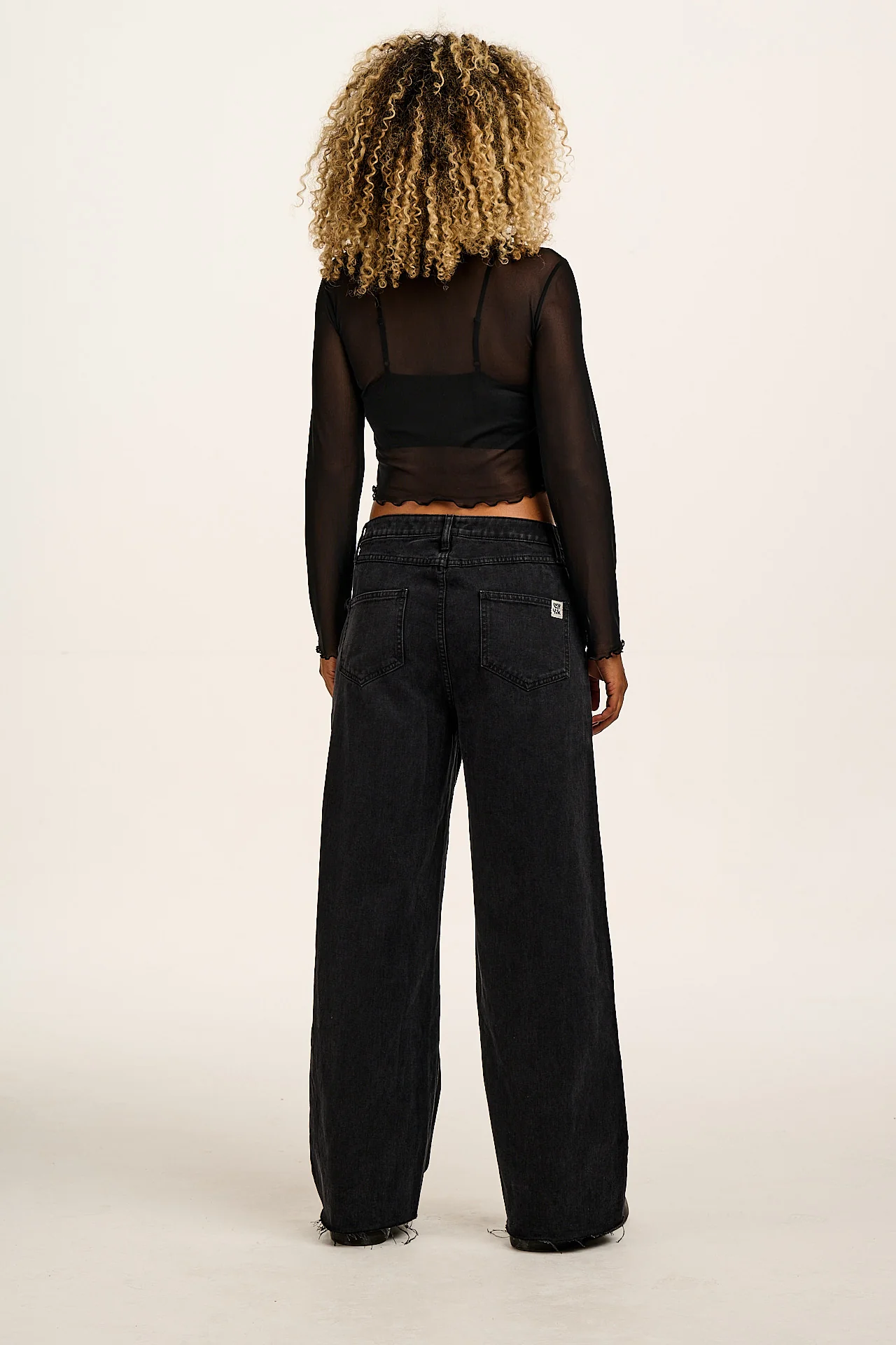 Perrie - Long Sleeve Mesh Top in Black - Image 5