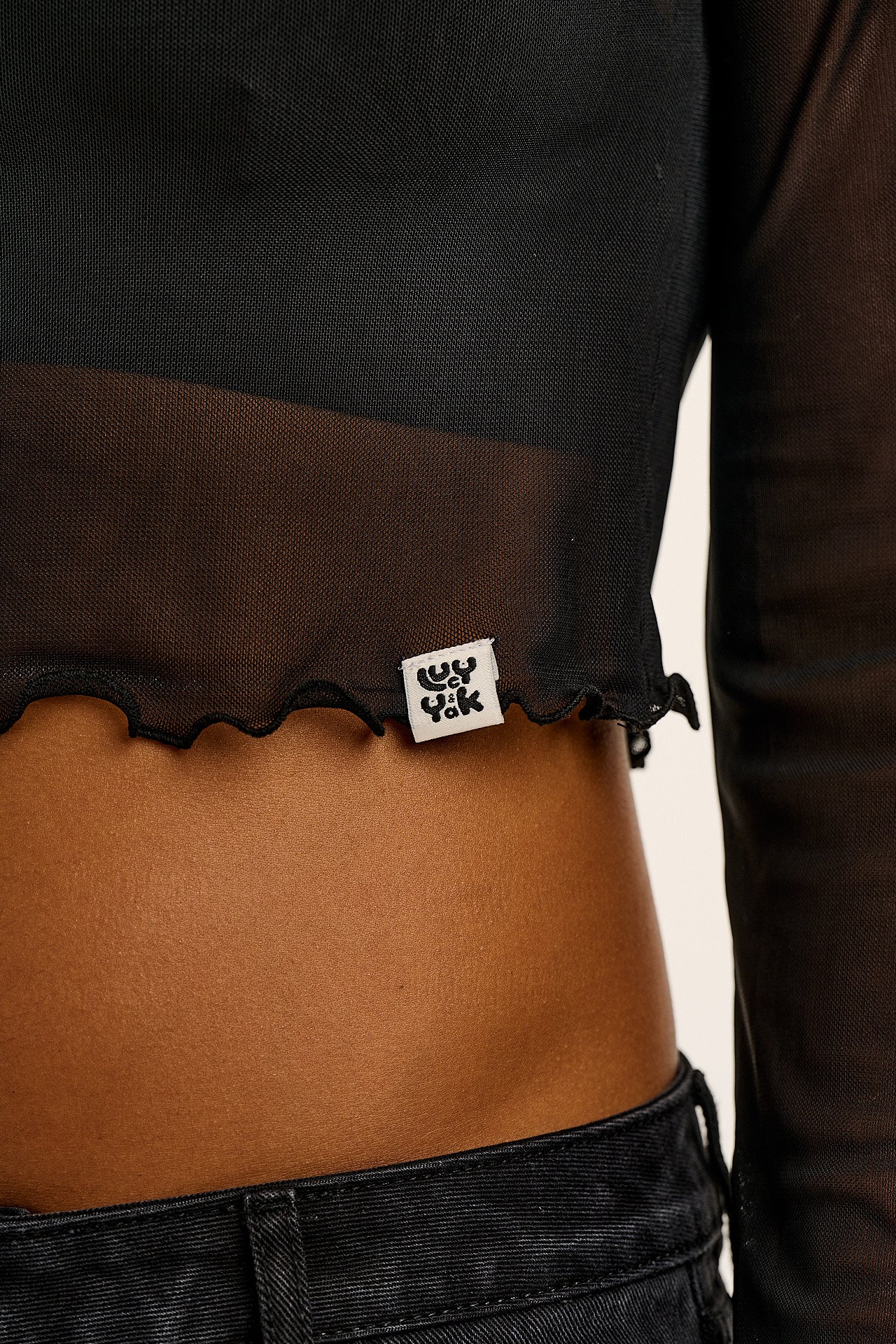 Perrie - Long Sleeve Mesh Top in Black - Image 6