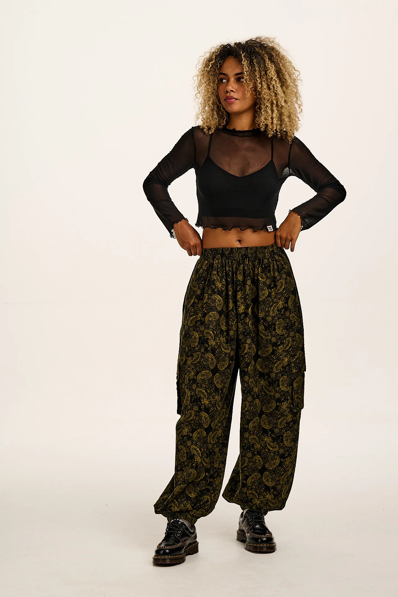 Perrie - Long Sleeve Mesh Top in Black - Image 8