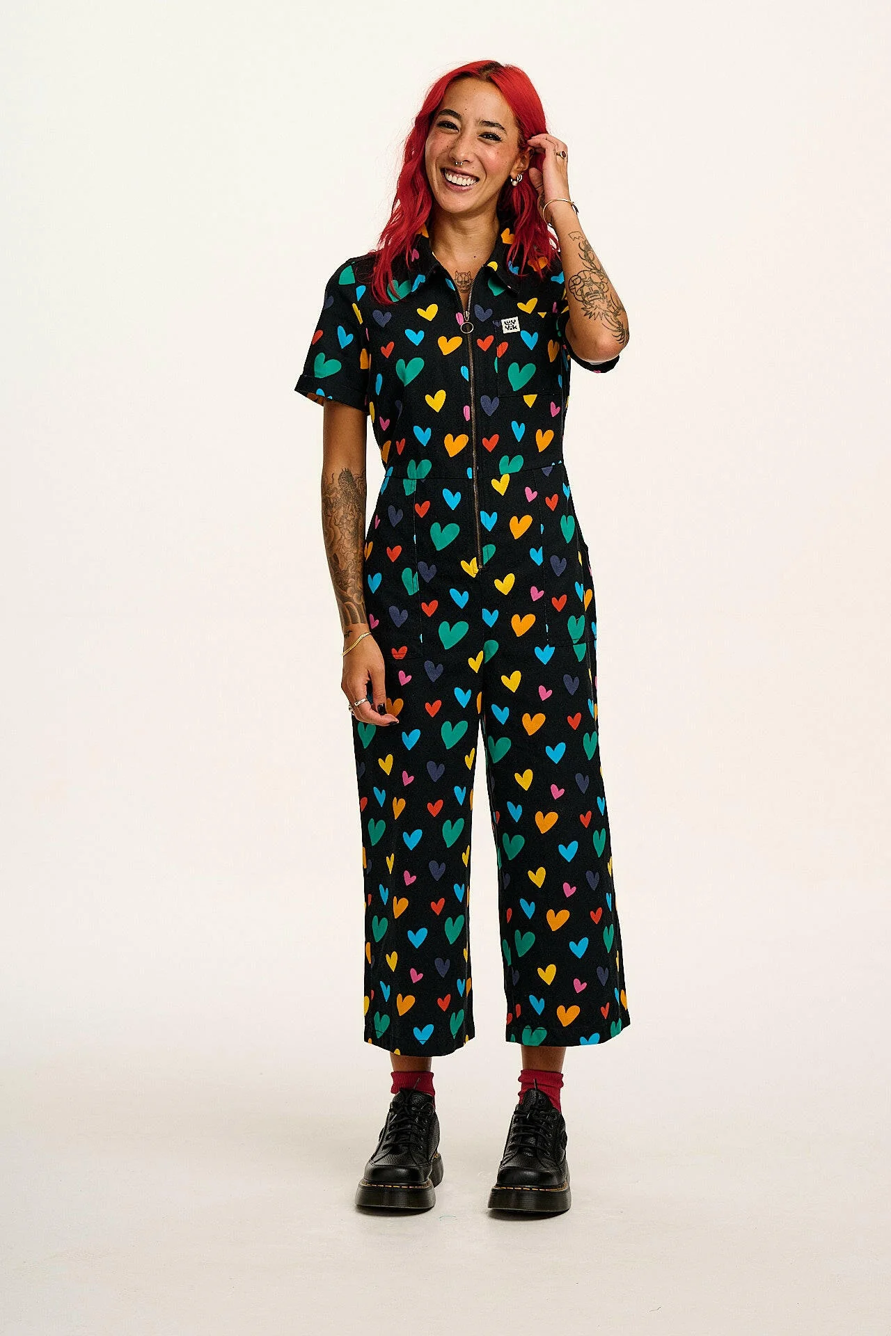 Ragan - Cotton Jumpsuit in Multi Cupid Print - Image 4