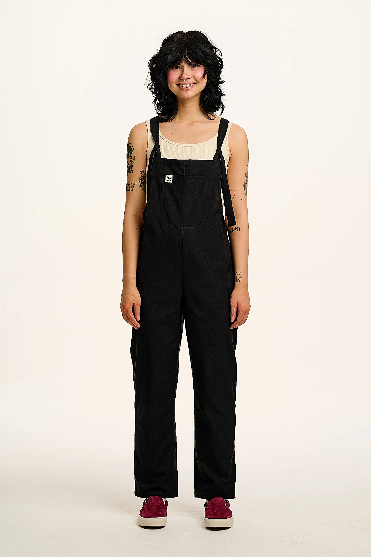Una - Cotton Dungarees in Black - Image 5